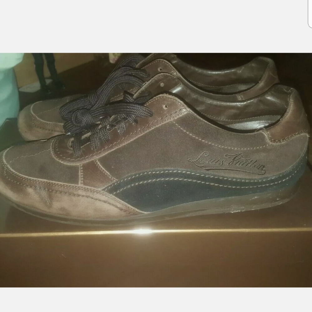 Louis Vuitton brown/black script mens shoes US9